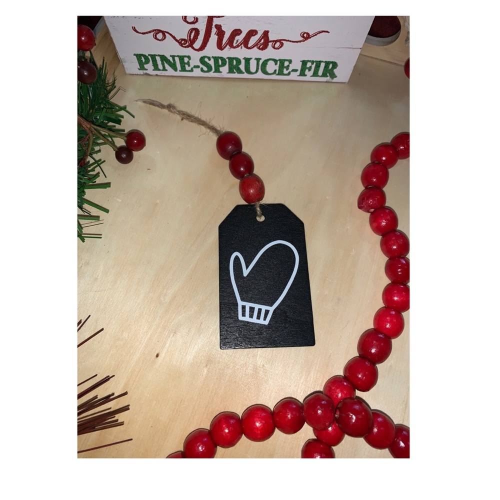 Handmade Beaded Wooden Chalkboard Gift Tag